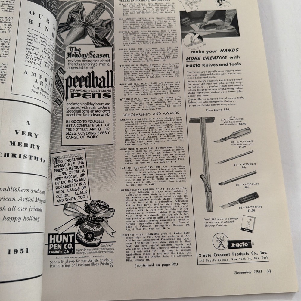 American Artist Magazine Dec 1951 Dan Lutz Howard Pyle Gerard David Rico Lebrun - Picture 12 of 16